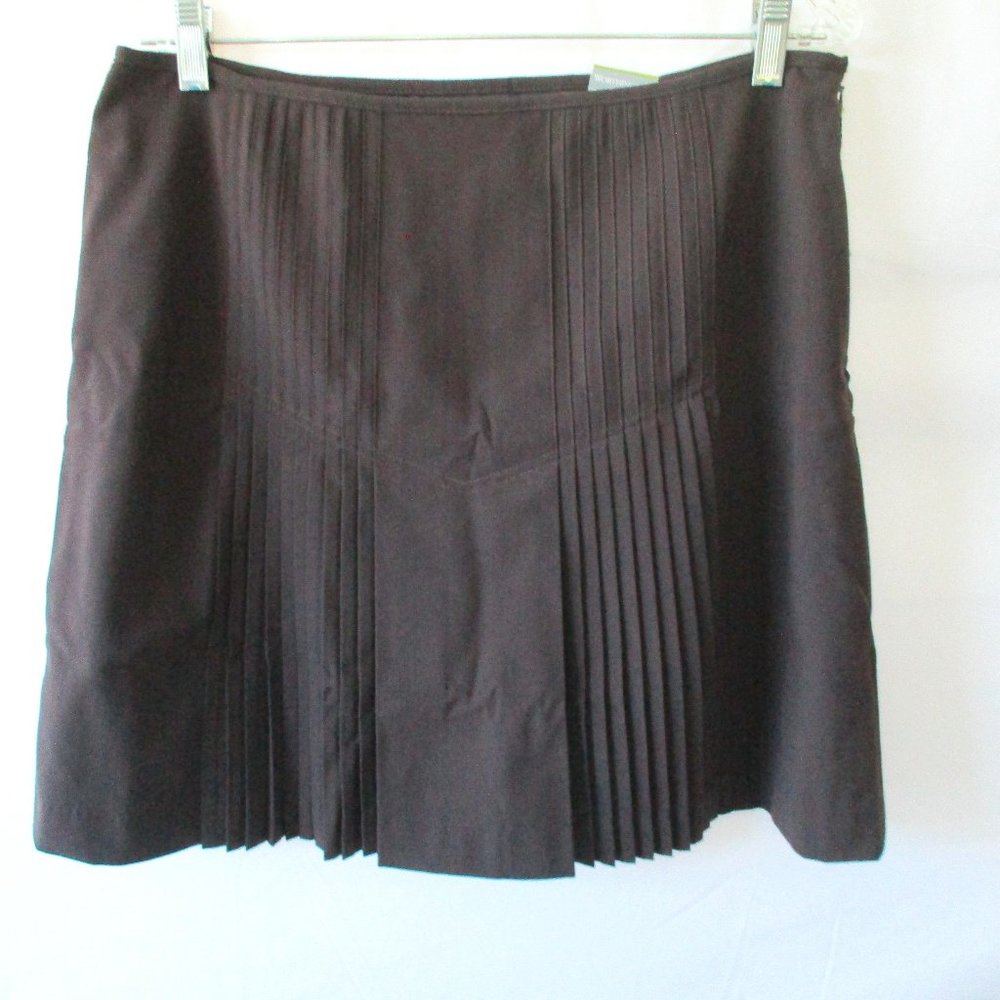Worthington Works Petite Brown Lined Pleated Front Skirt NWT Size 14P